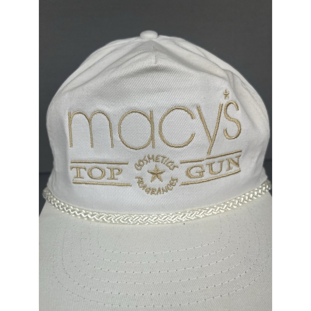 Vintage Macy's Top Gun Hat Cosmetics Fragrances White Rope Employee Performance - Picture 2 of 14